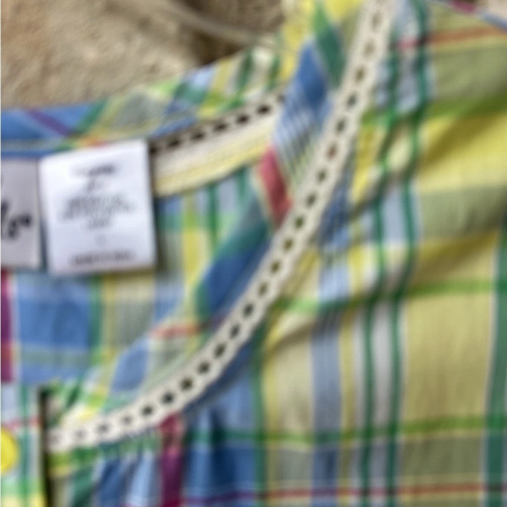 ANTHONY RICHARDS Nightgown House Dress Large Multicolor Plaid Sleeveless NWOT - Picture 5 of 8